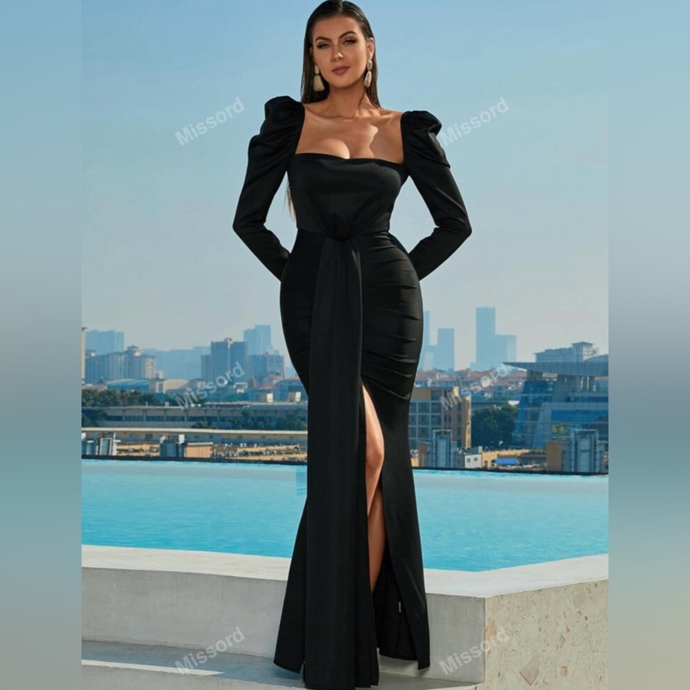 Black Long Sleeve Evening Dress
